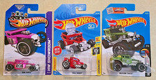 3 Mattel Hot Wheels Bone Shaker Baja Bone Shaker  Skull Shaker Cars