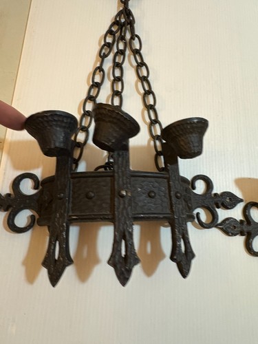 Juego De Colección 2 Candelabros Góticos De Hierro Fundido Sexton Apliques De Pared Castillo con Cadenas - Imagen 5 de 12