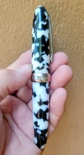 Jean-Pierre Lepine France Ballpoint Pen Vintage Black & White ZEBRA Marbled FAT
