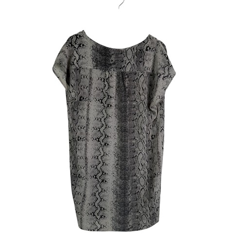 Mini Vestido de Seda Joie Talla Grande Gris Estampado de Serpiente Cuello Redondo Fluido - Imagen 3 de 10