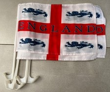 SET OF 4 England Lions World Cup Car Flags -Plastic Poles Flag  42cm x 30cm -New