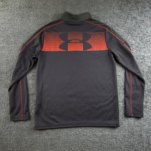 Under Armour Youth XL 1/4 Zip Heatgear Loose Dark Gray Orange Thermal 1318203 - Picture 5 of 11