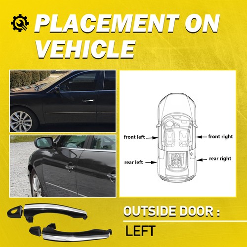Fits 2006-2011 Hyundai Azera Outside Front Left Rear side Door Handle Chrome - Foto 7 di 10