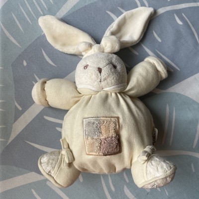 Kaloo Cream Chubby Patchwork Bunny Rabbit 8  Soft Toy Plush Doudou 2005 Vintage