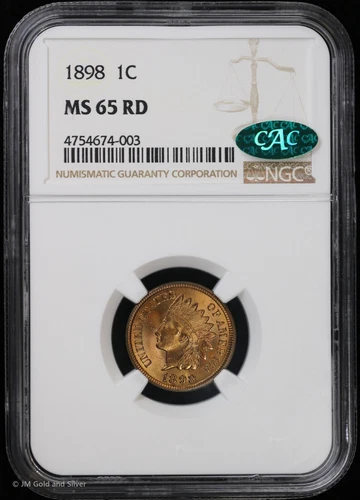 1898 1C Indian Head Cent NGC MS 65 Red CAC | RD Uncirculated BU