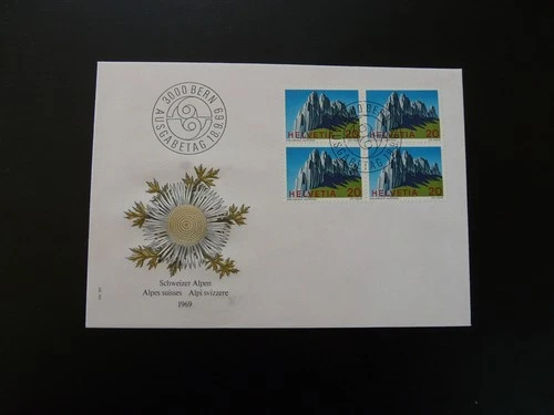 mountains Swiss Alps FDC Switzerland 1969 (block of 4)