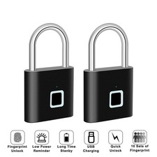 Waterproof Smart Fingerprint Door Lock Keyless Padlock Security USB Rechargeable