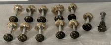 Vintage SMALL Knobs drawer Pulls Tie Backs ? brass color screw on backs