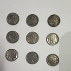 9 Buffalo Nickel 5C Coins 1935 Circulated Lot Native American Design KM#134