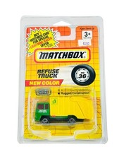 Matchbox Superfast MB36 Green/Yellow Refuse Truck - 1991 Carded Die Cast
