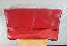 Vintage Amanda Large Red Faux Leather Clutch Handbag