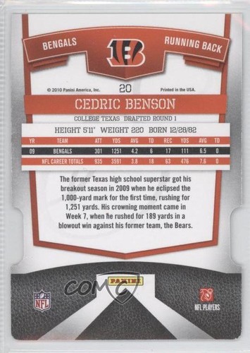 2010 Donruss Elite Aspirazioni Die-Cut /68 Cedric Benson #20 - Foto 2 di 4