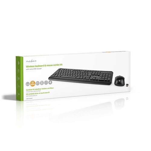 Nedis, Kabelloses Tastatur-Maus-Set QWERTZ DE USB, Schwarz - Bild 8 von 8