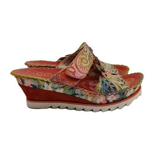 L’Artiste by Spring Step Skater Keilsandale Damen Größe 39 US 8,5 rot Leder