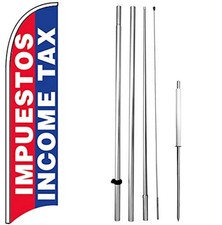Windless Feather Swooper Flag Banner Sign Kit - IMPUESTOS Income Tax rb-h