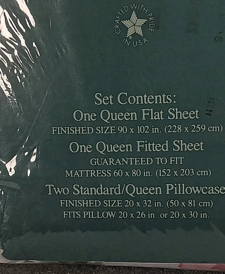 Fieldcrest Sheet Set Queen ASHEVILLE New In Original Package 1993 - Image 3 of 4