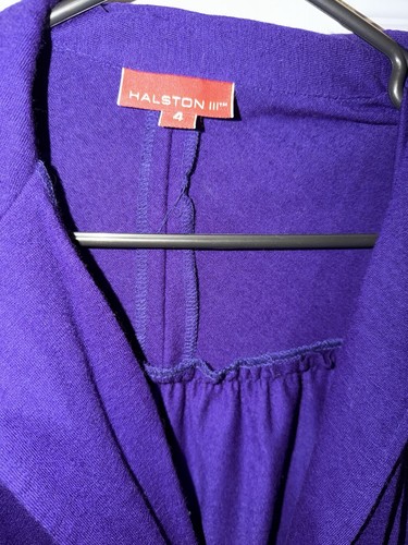 Vintage 80s Halston II Wrap Dress Purple 100% Wool Size 4 - Picture 2 of 10
