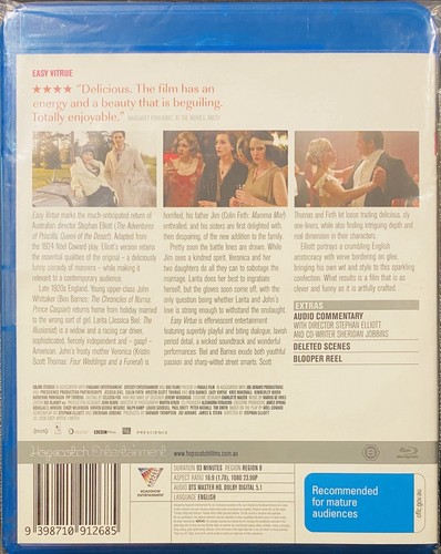 EASY VIRTUE (2008) BLU RAY - BRAND NEW - COLIN FIRTH - JESSICA BIEL - REGION B - Picture 2 of 2