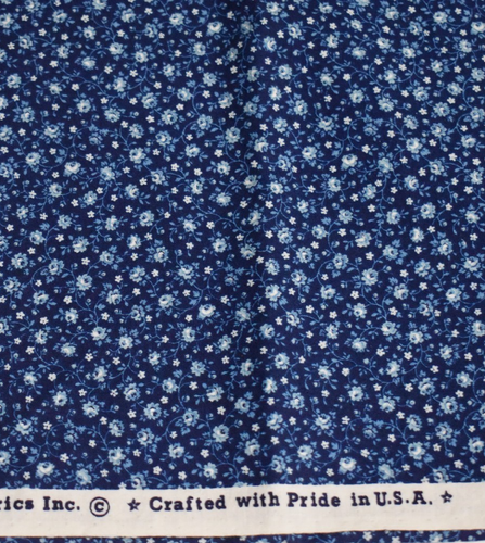 JOAN KESSLER Concord Stoffe VINTAGE ZIERLICH BLAU GEBLÜMT 100 % Baumwolle USA 17"X44" - Bild 3 von 3