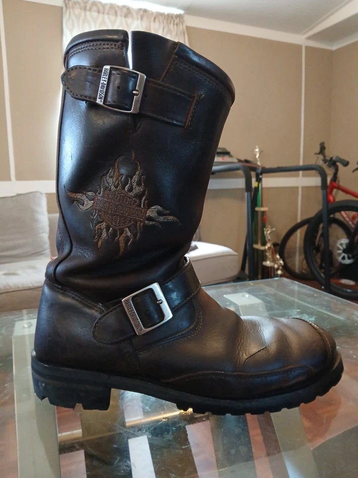 Botas de Motociclista Harley Davidson Leñador Conductor De Colección Cuero Marrón Para Hombres 11.5 Foto 3 de 4