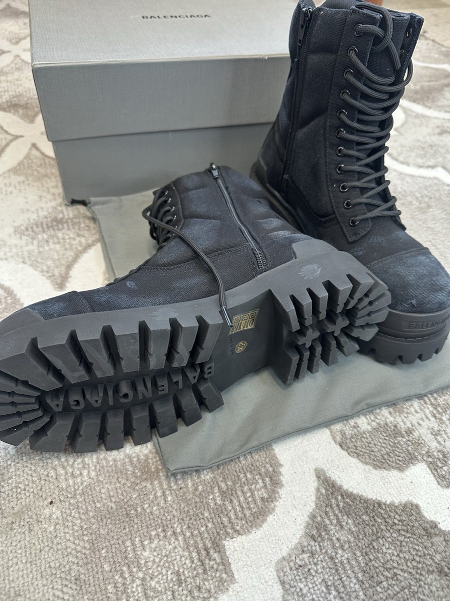 Men's Balenciaga Winter Snow Combat Strike Boots in Black Perfect