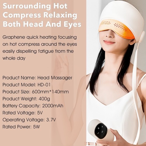 Electric Head Massage R360° Coverage Portable Anti-Migraine Wearable Cap 4 Modes - Picture 11 of 14