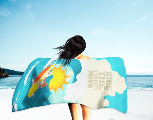 Surfer Dog Red White Papillon Premium Beach Towel Oversized Towel Beach - Picture 3 of 6