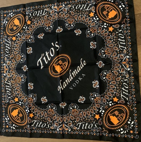 Tito's Handmade Vodka Bandana Black & Orange Paisley Limited Edition 21x21 - Picture 4 of 14