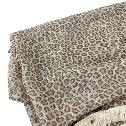 Chicos Damen Leopardenmuster Schal Fransen transparent Halstuch 42x42 eckig beige elfenbein - Bild 8 von 16