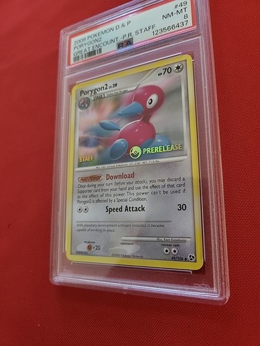 Pokemon: STAFF PRERELEASE Porygon2 #49/106 Holo Rare Pokémon D & P 2008 - PSA 8 - Picture 11 of 24