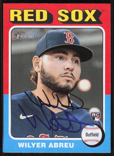 Carte signée 2024 Topps Heritage Wilyer Abreu Rookie Auto Boston Red Sox #385 certificat d'authenticité