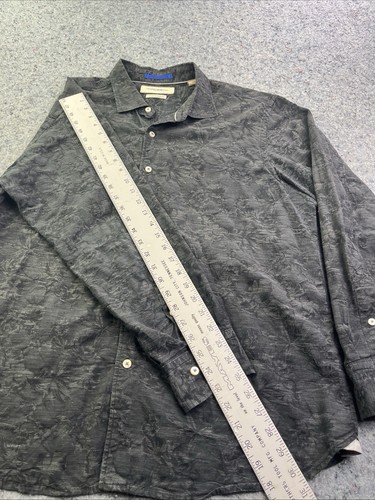 Tommy Bahama XL Shirt Black Floral Island Modern Fit Cotton Silk Button Up - Picture 5 of 8