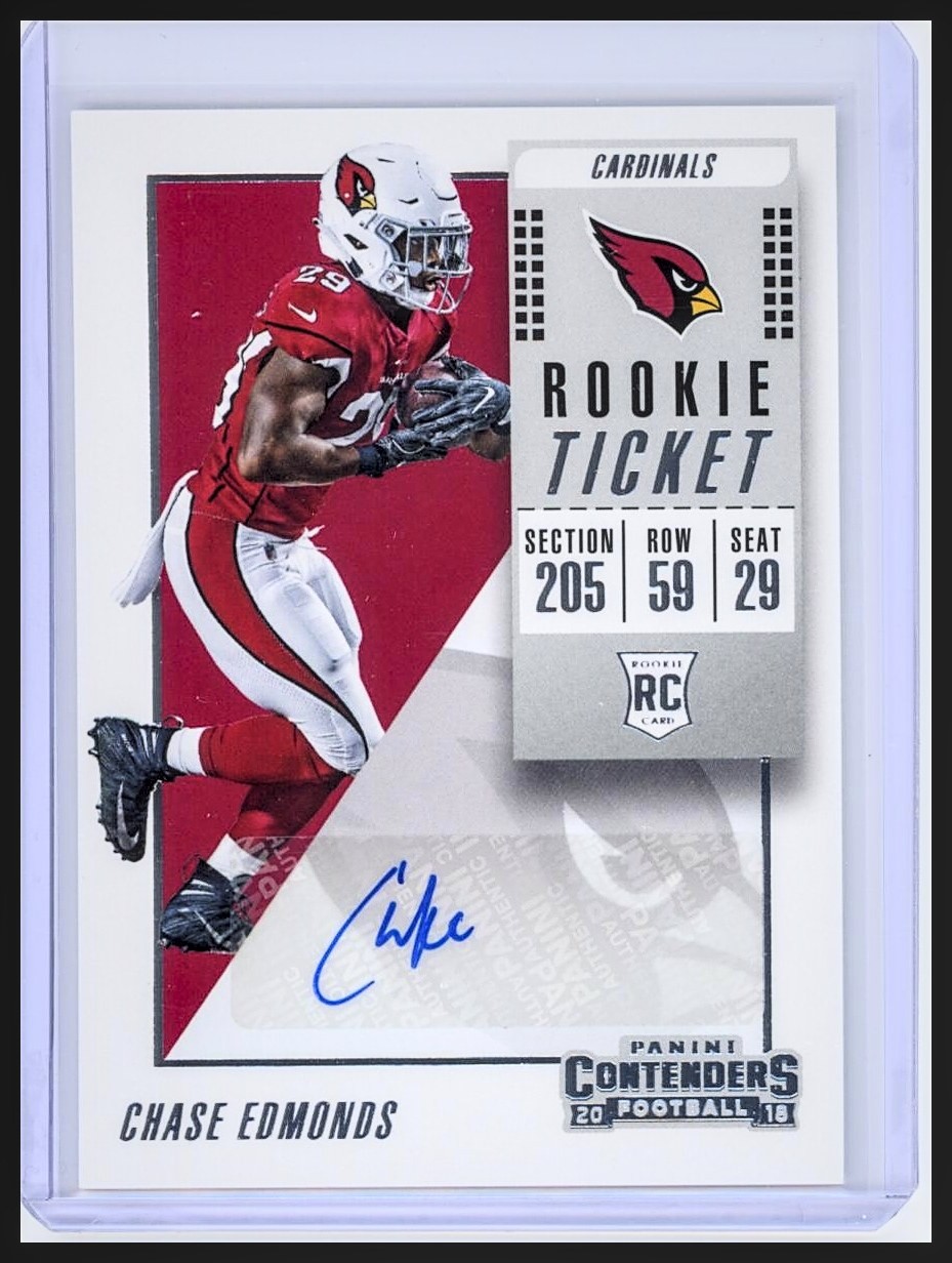 2018 Panini Contenders #280 Chase Edmonds Rookie Ticket Auto RC Cardinals