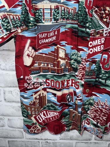 Camisa de Campamento Hawaiana Reyn Spooner Oklahoma OU Fútbol Sooners 100% Rayón M De Colección - Imagen 5 de 7