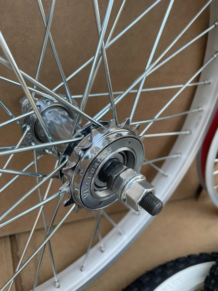 20" BMX Bike Alloy Wheel Set Front Rear Silver White Wall Tires Bundle 20x2.125 - Image 2 of 4