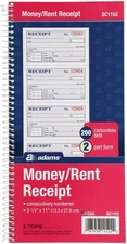 Adams Money and Rent Receipt Book, 2-Part Carbonless, Smaller pack, Yellow 