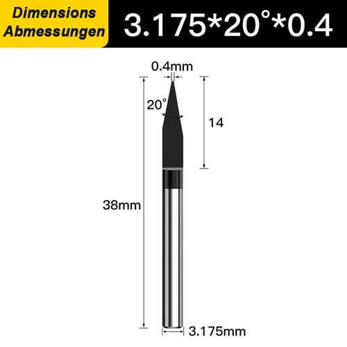 Solid Carbide End Mill 20°-90° Coated Milling Cutters Engraving Bits 0.1-0.4mm - Picture 30 of 33