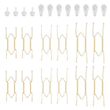 12-Piece Gold Wall Plate Hangers, 6/8/10 Inch, 12 Hooks, Invisible Wire Holder