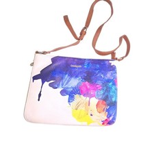 Borsa a tracolla Desigual multicolore floreale chiusura zip tracolla marrone ferramenta argento