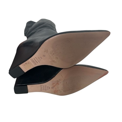 Schutz Asya Up Cut Black Boot Women's Pointed Toe Wedge Heel High Boot Size 7.5 - Picture 10 of 13