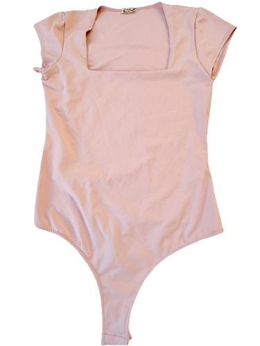 Free People Bodysuit Women Medium White Slim Thong Cap Sleeve Square Neck EUC - Picture 1 of 9