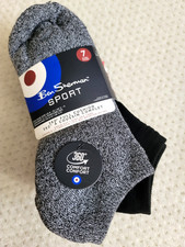 NWT Ben Sherman 7 Pairs 360 Full Cushioned Logo No Show Ankle Socks GREY BLACK