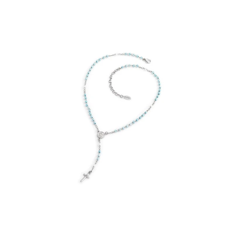 Rosario AMEN classico per Bambino junior in Argento 925 Cristalli celesti CROJRB - Immagine 2 di 3