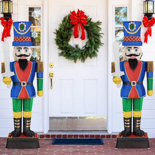 6 ' Pre-Lit Nutcracker w/ Sword 110 LED Lights Zip Ties & Ground Stakes - Picture 5 of 10