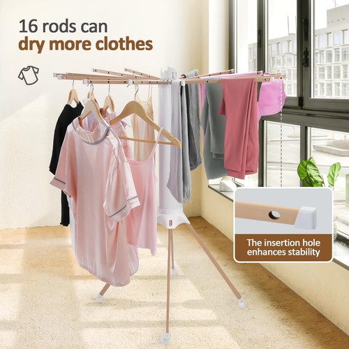Collapsible Laundry Drying Rack,Space-Saving Hanger with 16 Adjustable Poles,... - Picture 3 of 7