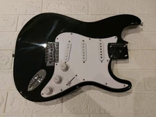 NEW LOADED STRAT BODY STRATOCASTER BLACK W/ WHITE PICKGUARD. FAST SHIPPING NICE!