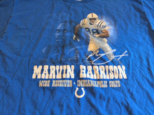 Mens L Marvin Harrison 88 Blue Indianapolis Colts NFL Players Reebok T-shirt Y2K - Picture 2 of 7