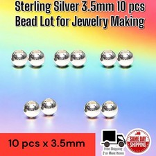 10 Pcs 3.5mm 925 Sterling Silver Round Spacer Beads Jewelry Making Supplies DIY