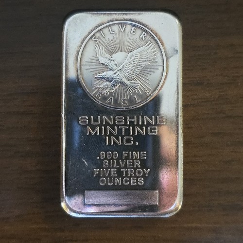 5 Troy oz Sunshine Mint .999 Fine Silver Bar Unsealed