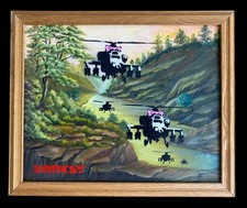 Raro dipinto stencil Banksy 2015 Dismaland incorniciato